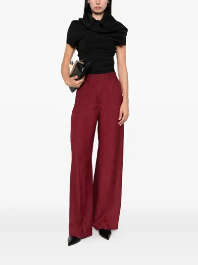 Lanvin Textured Trousers In Red