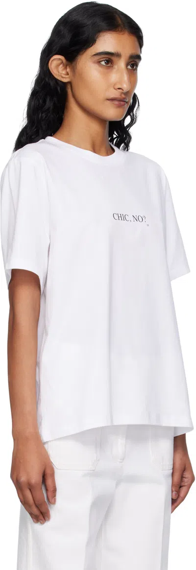 Victoria Beckham White Crewneck T-shirt With Slogan Print On The Front In Cotton Woman