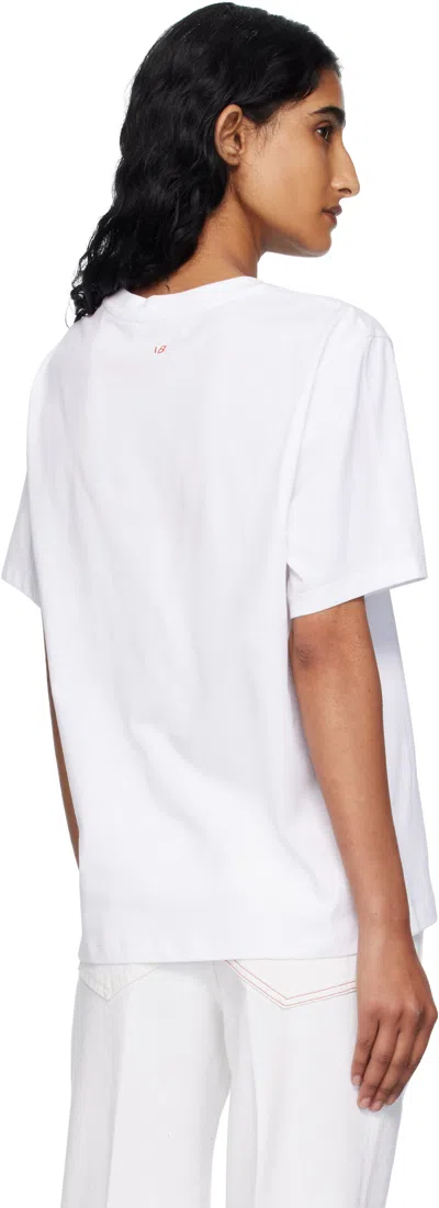 Victoria Beckham White Crewneck T-shirt With Slogan Print On The Front In Cotton Woman
