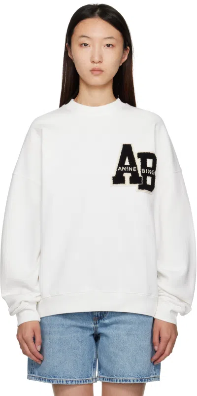 Anine Bing Miles Oversized Sweatshirt Letterman In White