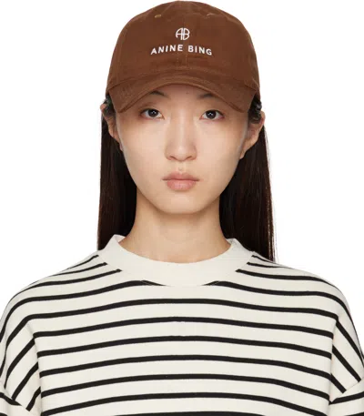 Anine Bing Embroidered Jeremy Baseball Cap In Brown