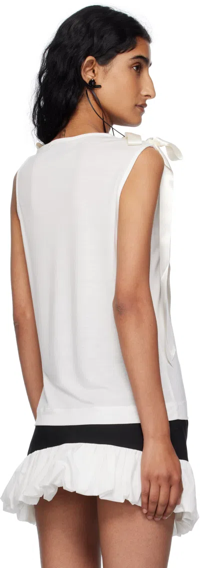 Simone Rocha Off-white Bow Ribbon Tail Tank Top In White