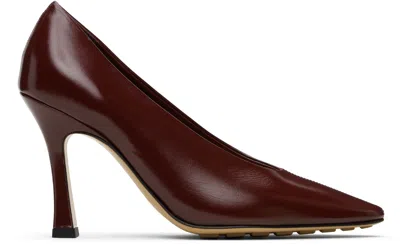 Bottega Veneta Leather Stiletto Sporty Pumps In Burgundy