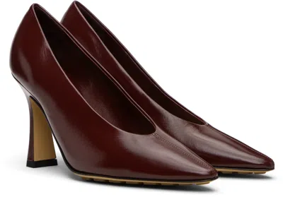 Bottega Veneta Leather Stiletto Sporty Pumps In Burgundy