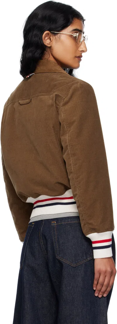 Thom Browne Cropped Flight Jacket Corduroy Texture In Brown