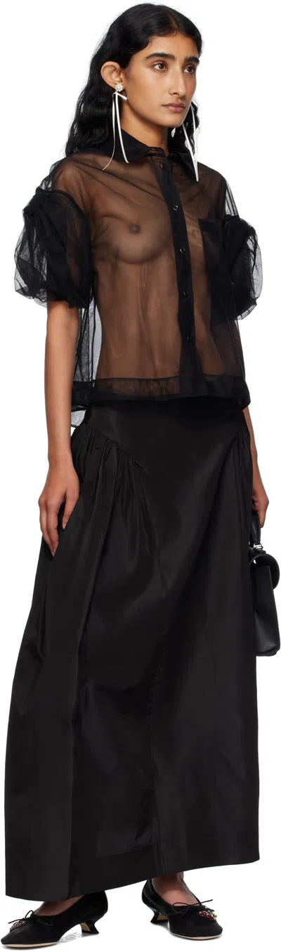Simone Rocha Hip Detail Bind Shell Midi Skirt In Black
