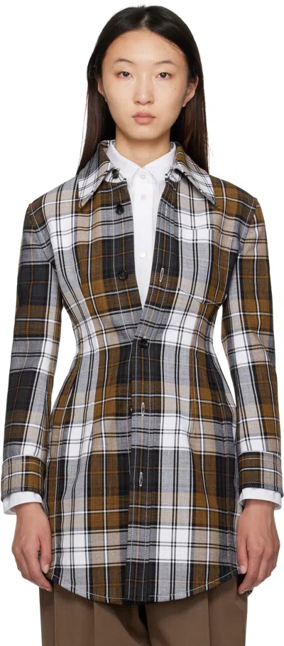 Bottega Veneta Multicolor Structured Cotton Check Coat In Multi