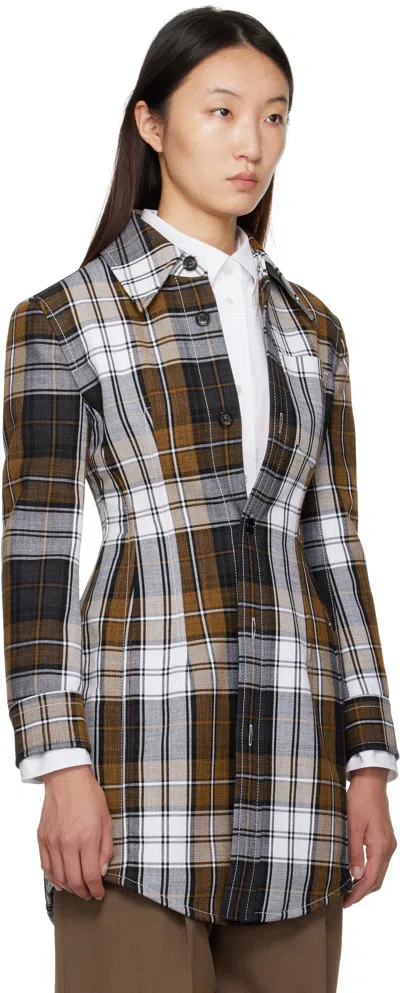 Bottega Veneta Multicolor Structured Cotton Check Coat In Multi