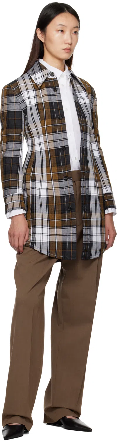 Bottega Veneta Multicolor Structured Cotton Check Coat In Multi