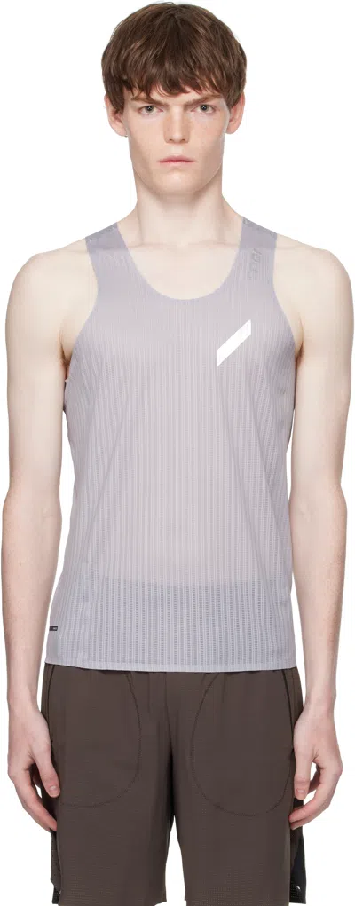 Soar Gray Lightweight Space3d Race Tank Top In Gray