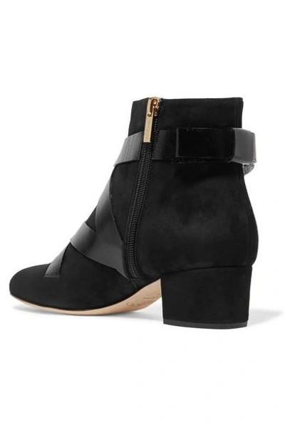 Shop Jimmy Choo Heat Suede And Glossed Textured-leather Ankle Boots