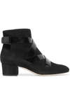 JIMMY CHOO Heat suede and glossed textured-leather ankle boots
