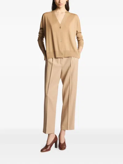 Fay V-neck Button-up Cardigan In Brown