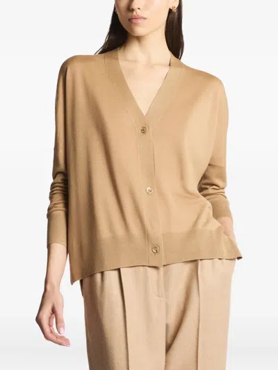 Fay V-neck Button-up Cardigan In Brown