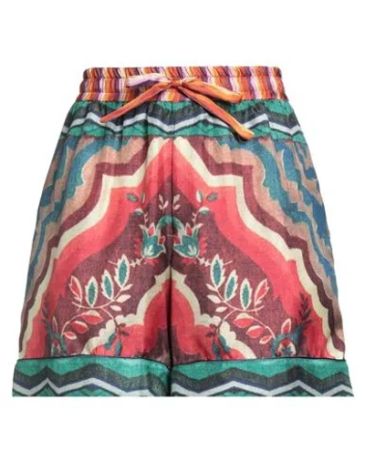 Pierre-louis Mascia Woman Shorts & Bermuda Shorts Green Size M Silk In Multi