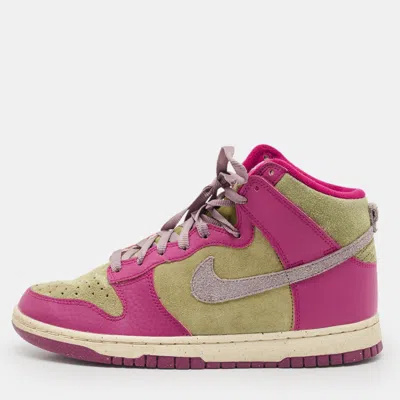 Pre-owned Nike Multicolor Leather And Suede Dunk Dynamic Berry High Sneakers Size 38.5