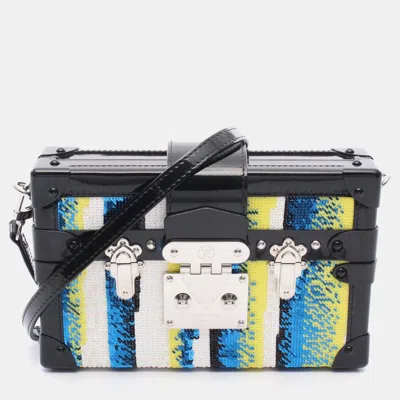 Pre-owned Louis Vuitton Petite Malle Shoulder Bag Patent Leather Sequin Blue In Multi