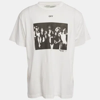 Pre-owned Off-white White Printed Cotton Knit Oversized T-shirt Xs