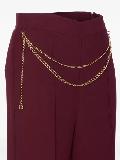 Twinset Pants In Burgundy
