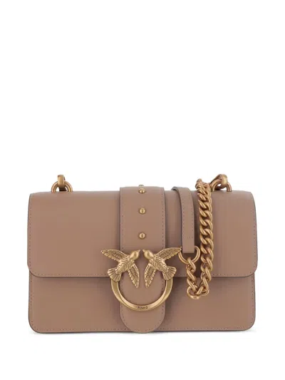 Pinko Love Leather Crossbody Bag In Brown