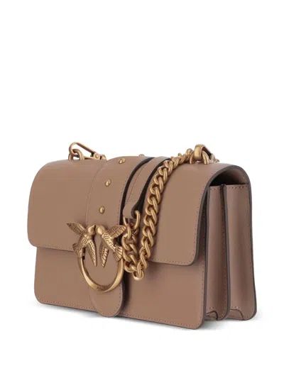 Pinko Love Leather Crossbody Bag In Brown