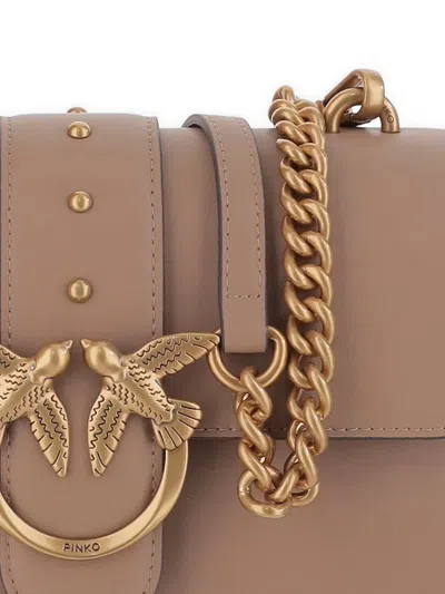 Pinko Love Leather Crossbody Bag In Brown