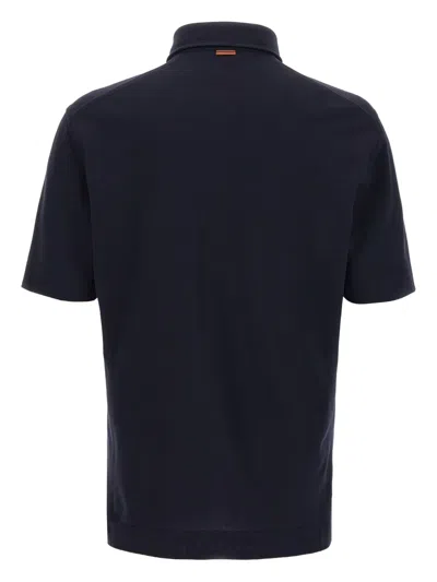 Zegna Men's Piquet Polo T-shirt In Black