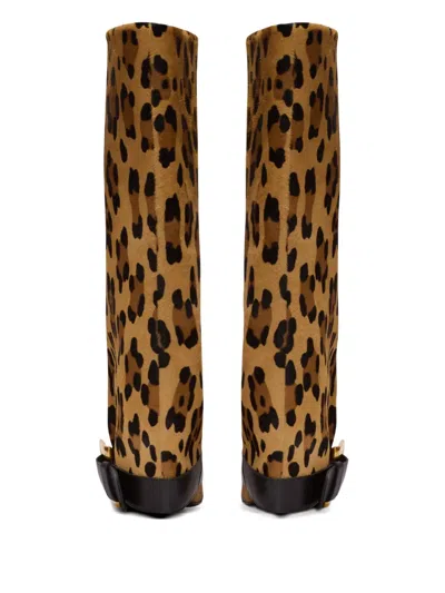 Balmain Anthem Leopard-print Pony Knee-high Boots In Multi