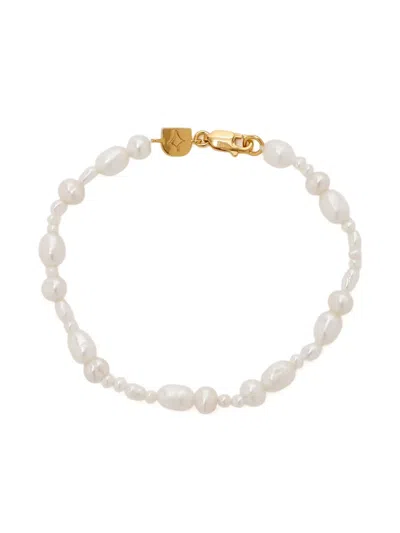 Astrid & Miyu Serenity Pearl-beaded 18kt Gold-plated Bracelet In White
