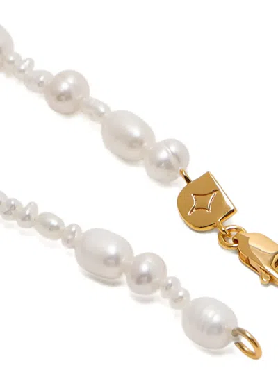 Astrid & Miyu Serenity Pearl-beaded 18kt Gold-plated Bracelet In White