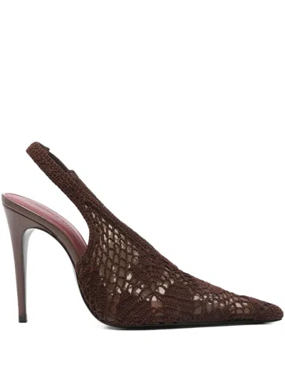 Magda Butrym Open Knit Slingback Stiletto In Brown