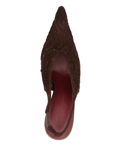 Magda Butrym Open Knit Slingback Stiletto In Brown