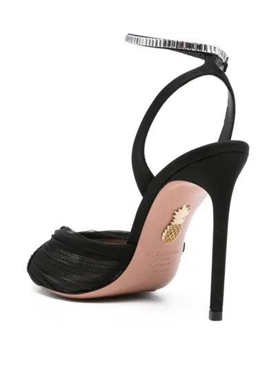 Aquazzura Be Mine 105 Crystal-embellished Faille Sandals In Black