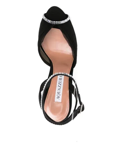 Aquazzura Be Mine 105 Crystal-embellished Faille Sandals In Black
