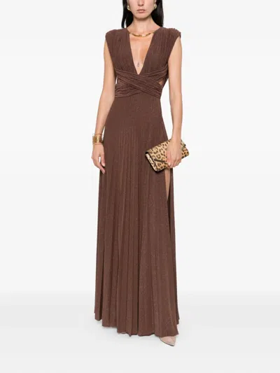 Elisabetta Franchi Red Carpet Coffee Dress In Brown