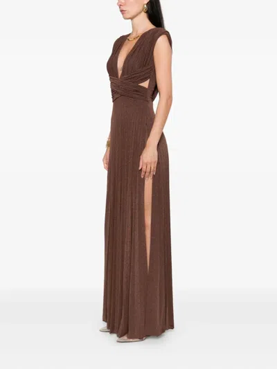 Elisabetta Franchi Red Carpet Coffee Dress In Brown