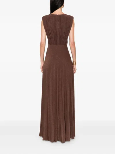 Elisabetta Franchi Red Carpet Coffee Dress In Brown
