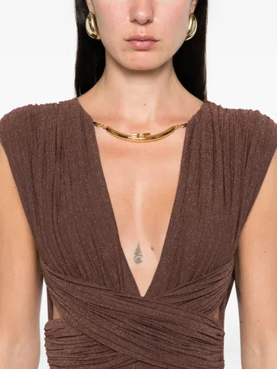 Elisabetta Franchi Red Carpet Coffee Dress In Brown