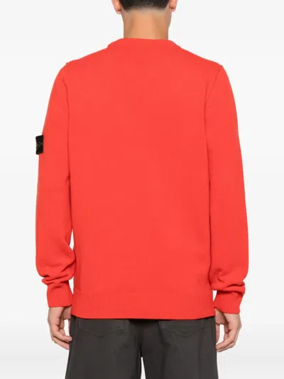 Stone Island Brushed Organic Cotton Fleece Crew Neck Sweatshirt In Red