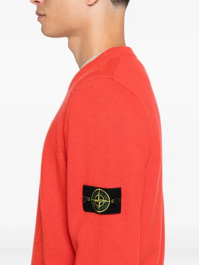 Stone Island Brushed Organic Cotton Fleece Crew Neck Sweatshirt In Red