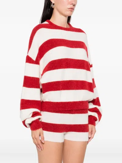 Fiorucci Cropped Sweater With Bold Horizontal Stripes And Embroidered Logo In Red