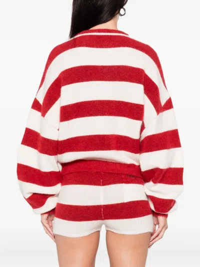 Fiorucci Cropped Sweater With Bold Horizontal Stripes And Embroidered Logo In Red