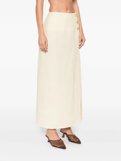 Le Kasha Button-front Split Skirt In Nude