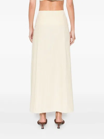 Le Kasha Button-front Split Skirt In Nude