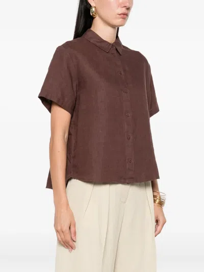Samsoe & Samsoe Button-front Linen Shirt In Brown