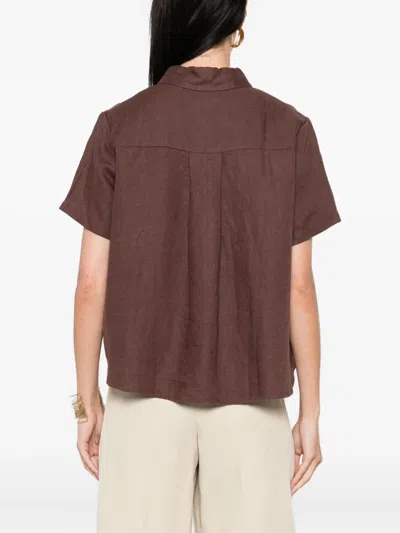 Samsoe & Samsoe Button-front Linen Shirt In Brown