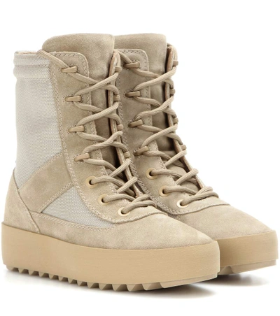 Yeezy 40mm Military Suede & Nylon Boots, Beige