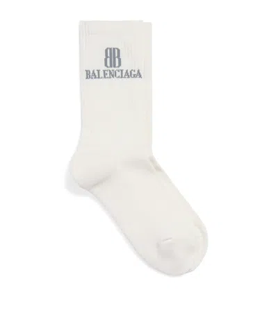 Balenciaga Cotton-blend Logo Socks In White