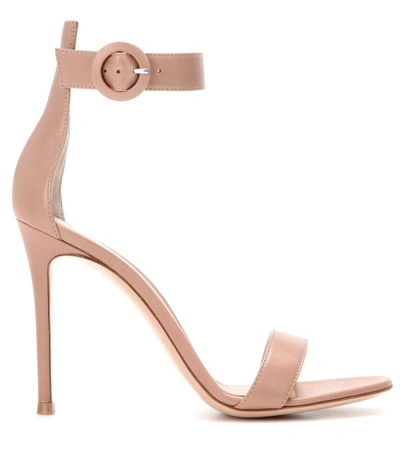 Shop Gianvito Rossi Portofino 105 Leather Sandals In Neutrals