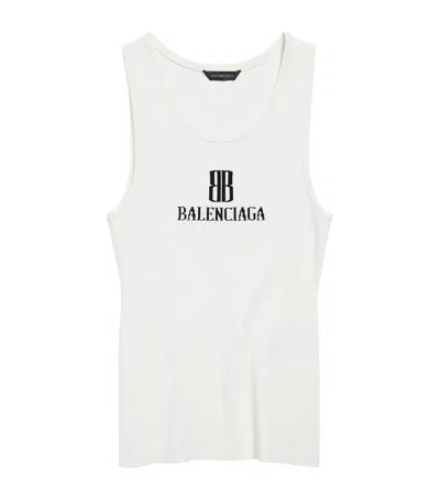 Balenciaga White Nano Bb Tank Top In White